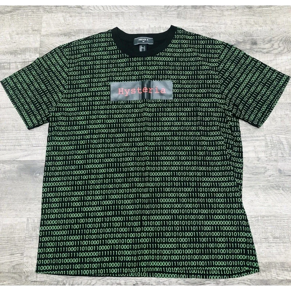 Forever 21 “Hysteria” T Shirt Mens Sz L Green & Black Boys Short Sleeve Tee E2 - Picture 2 of 5